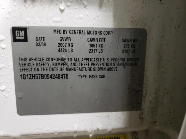 1G1ZH57B094248476 - 2009 CHEVROLET MALIBU 1LT თეთრი ფოტო 12