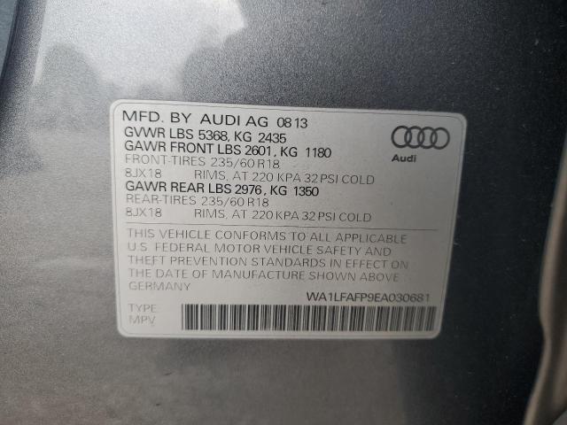 WA1LFAFP9EA030681 - 2014 AUDI Q5 PREMIUM PLUS GRAY photo 12