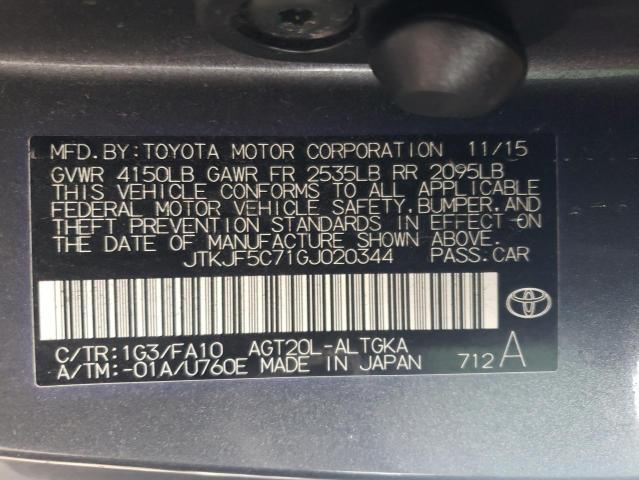 JTKJF5C71GJ020344 - 2016 TOYOTA SCION TC 灰色 照片 13