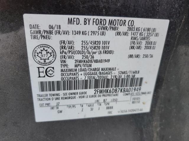 2FMHK6D87KBA01949 - 2019 FORD FLEX LIMITED GRAY photo 14