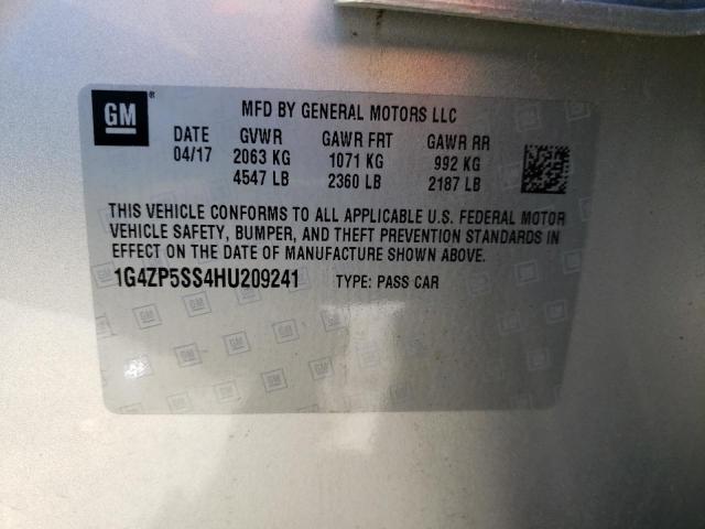 1G4ZP5SS4HU209241 - 2017 BUICK LACROSSE ESSENCE ვერცხლისფერი ფოტო 12