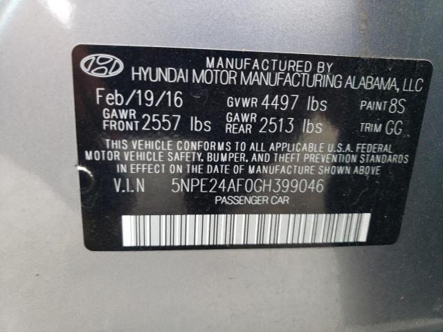 5NPE24AF0GH399046 - 2016 HYUNDAI SONATA SE SILVER photo 13