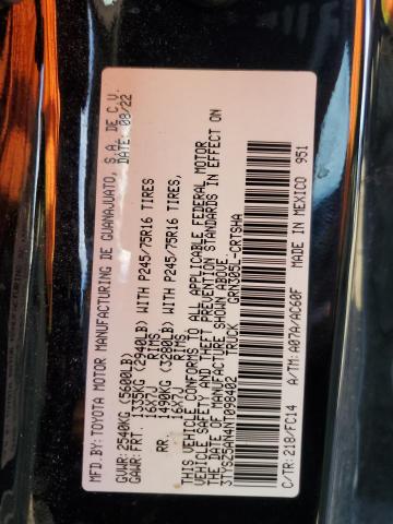 3TYSZ5AN4NT098402 - 2022 TOYOTA TACOMA ACCESS CAB შავი ფოტო 12