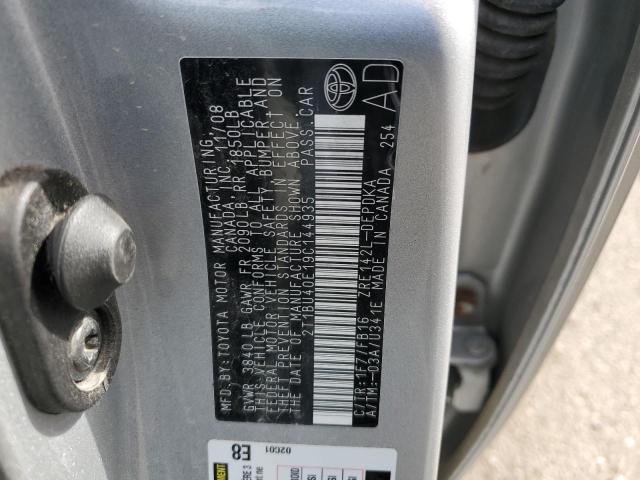2T1BU40E19C144935 - 2009 TOYOTA COROLLA BASE SILVER photo 13