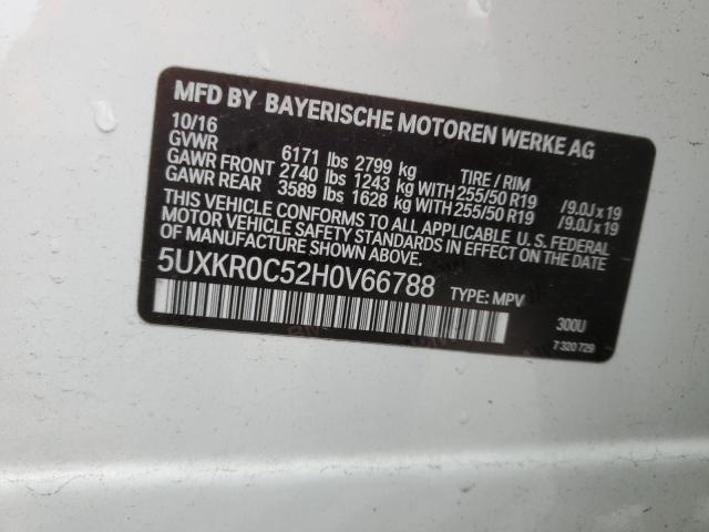 5UXKR0C52H0V66788 - 2017 BMW X5 XDRIVE35I WHITE photo 14