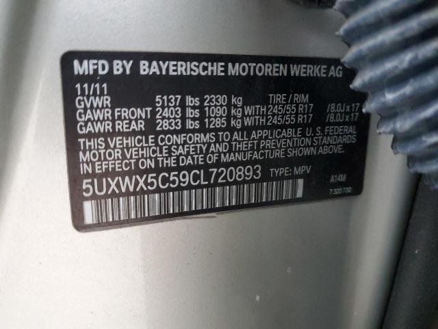 5UXWX5C59CL720893 - 2012 BMW X3 XDRIVE28I SILVER photo 12