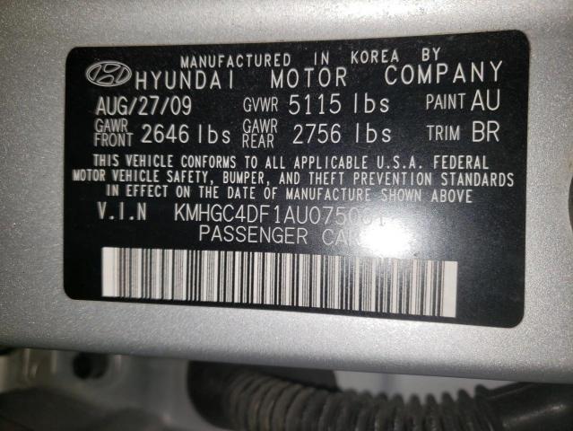 KMHGC4DF1AU075081 - 2010 HYUNDAI GENESIS 4.6L SILVER photo 12