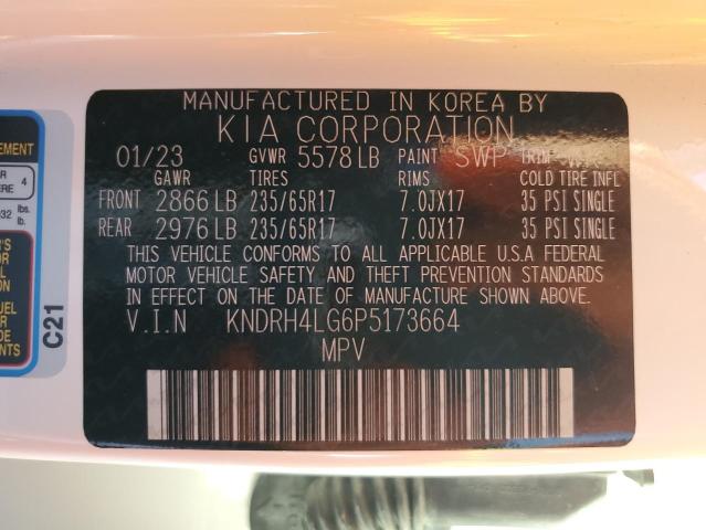 KNDRH4LG6P5173664 - 2023 KIA SORENTO EX WHITE photo 13