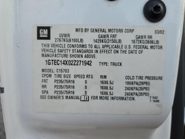 1GTEC14X02Z271942 - 2002 GMC NEW SIERRA C1500 WHITE photo 13