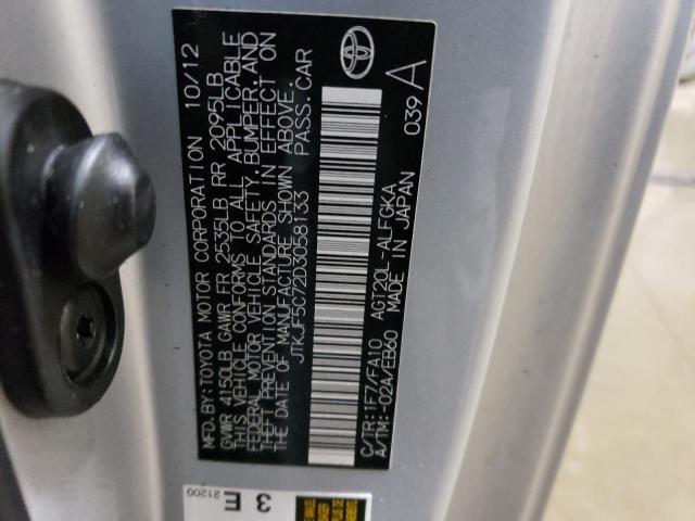 JTKJF5C72D3058133 - 2013 TOYOTA SCION TC ვერცხლისფერი ფოტო 13