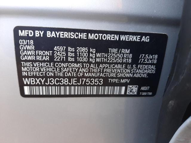 WBXYJ3C38JEJ75353 - 2018 BMW X2 SDRIVE28I SILVER photo 13