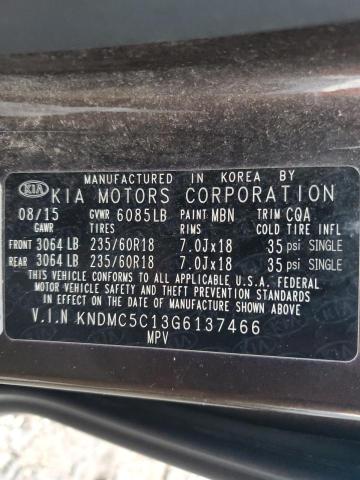 KNDMC5C13G6137466 - 2016 KIA SEDONA EX GRAY photo 14