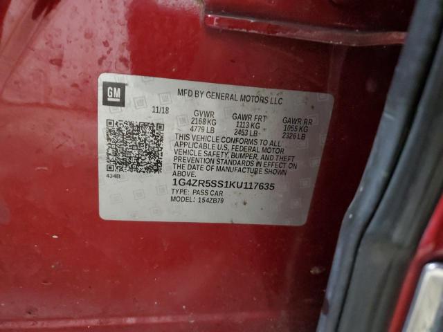1G4ZR5SS1KU117635 - 2019 BUICK LACROSSE ESSENCE ბურგუნდია ფოტო 13