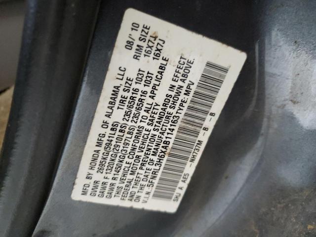 5FNRL3H6XAB114163 - 2010 HONDA ODYSSEY EXL GRAY photo 12