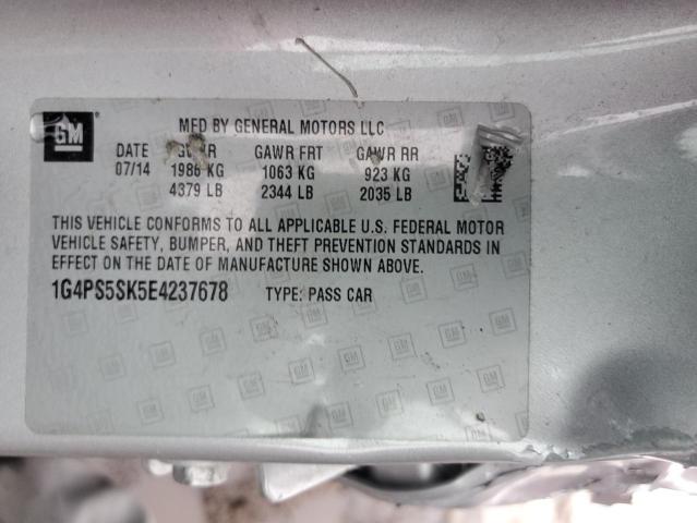 1G4PS5SK5E4237678 - 2014 BUICK VERANO SILVER photo 12