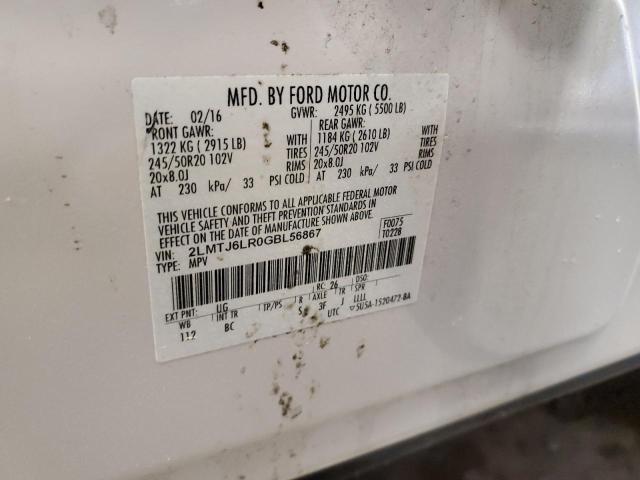 2LMTJ6LR0GBL56867 - 2016 LINCOLN MKX RESERVE თეთრი ფოტო 13