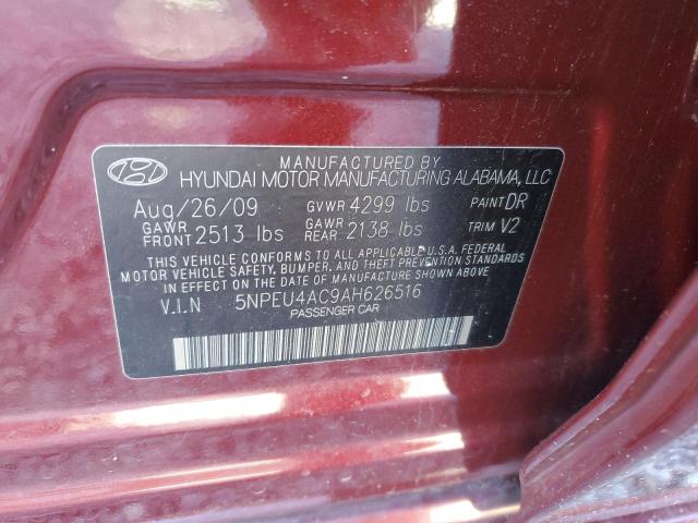 5NPEU4AC9AH626516 - 2010 HYUNDAI SONATA LIM SE BURGUNDY photo 12