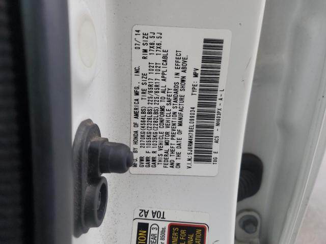 5J6RM4H79EL099034 - 2014 HONDA CR-V EXL WHITE photo 12