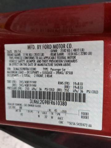 3LN6L2G98FR610380 - 2015 LINCOLN MKZ RED photo 12