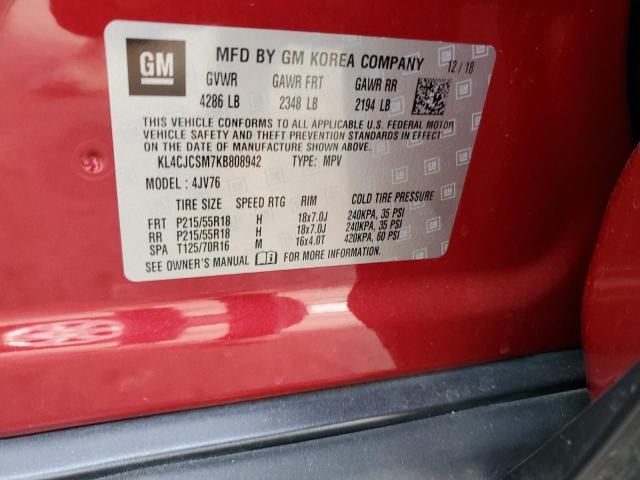 KL4CJCSM7KB808942 - 2019 BUICK ENCORE ESSENCE BURGUNDY photo 13