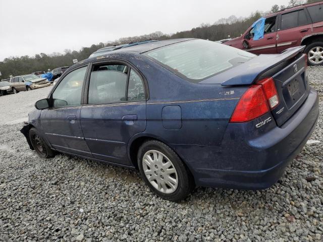 2HGES16595H560449 - 2005 HONDA CIVIC LX BLUE photo 2