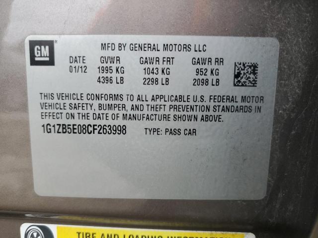 1G1ZB5E08CF263998 - 2012 CHEVROLET MALIBU LS GRAY photo 12