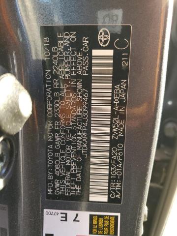 JTDKARFP4J3099467 - 2018 TOYOTA PRIUS PRIM 灰色 照片 13