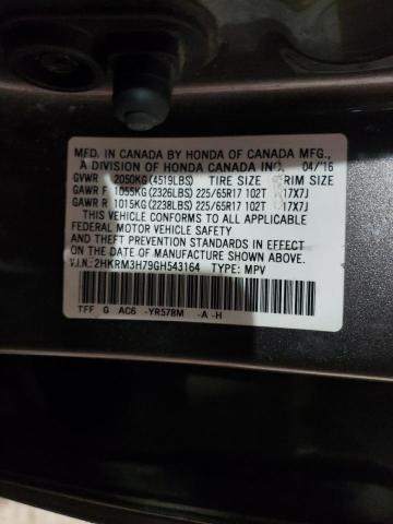 2HKRM3H79GH543164 - 2016 HONDA CR-V EXL GRAY photo 13