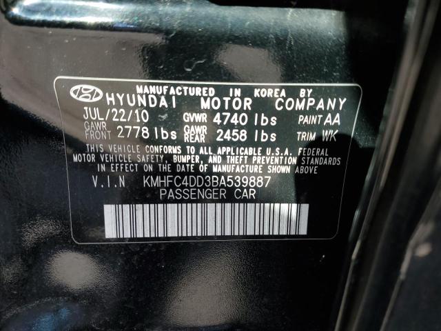 KMHFC4DD3BA539887 - 2011 HYUNDAI AZERA GLS BLACK photo 12