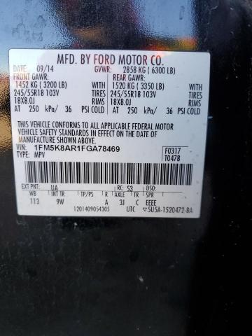 1FM5K8AR1FGA78469 - 2015 FORD EXPLORER POLICE INTERCEPTOR BLACK photo 13