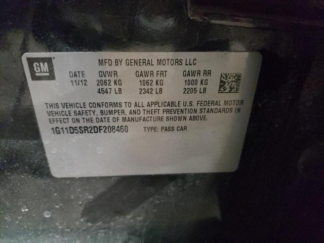 1G11D5SR2DF208460 - 2013 CHEVROLET MALIBU 1LT შავი ფოტო 13
