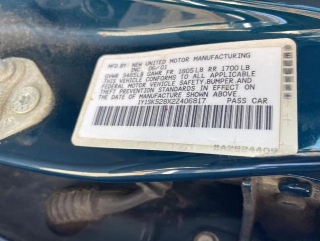 1Y1SK528X2Z406817 - 2002 CHEVROLET GEO PRIZM BASE BLUE photo 12