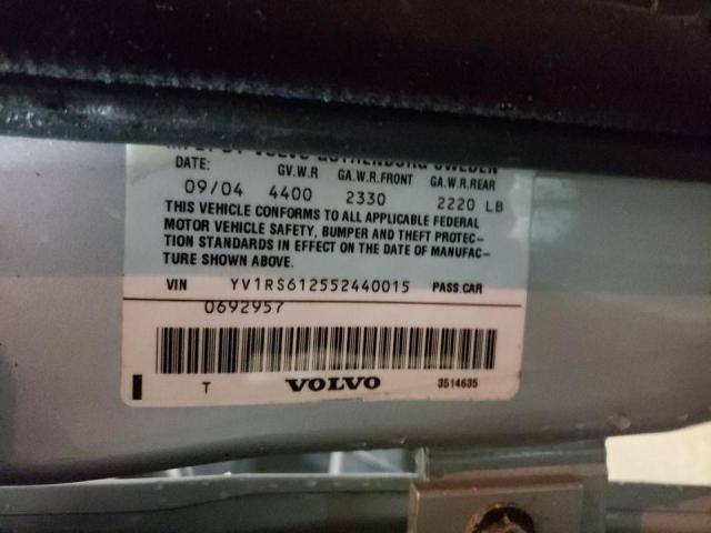 YV1RS612552440015 - 2005 VOLVO S60 SILVER photo 12