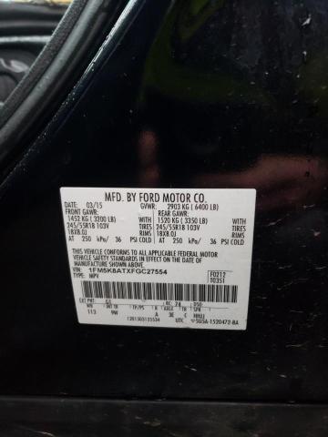 1FM5K8ATXFGC27554 - 2015 FORD EXPLORER POLICE INTERCEPTOR შავი ფოტო 12