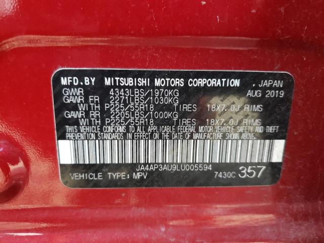 JA4AP3AU9LU005594 - 2020 MITSUBISHI OUTLANDER ES RED photo 13