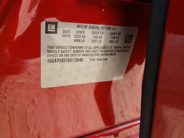 1G6AY5S31E0170945 - 2014 CADILLAC CTS PERFORMANCE COLLECTION Красный фото 13