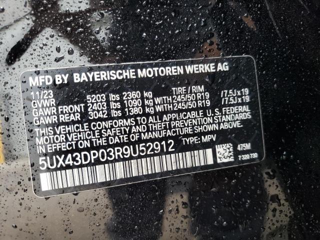 5UX43DP03R9U52912 - 2024 BMW X3 SDRIVE30I BLACK photo 13