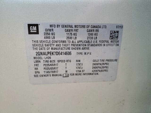 2GNALPEK7D6414606 - 2013 CHEVROLET EQUINOX LT SILVER photo 12