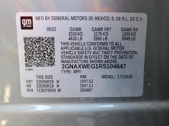 3GNAXWEG1RS104647 - 2024 CHEVROLET EQUINOX RS SILVER photo 12