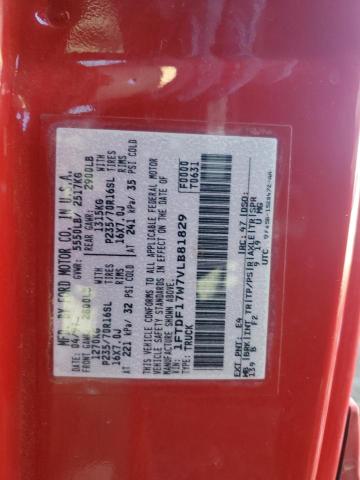 1FTDF17W7VLB81829 - 1997 FORD F150 RED photo 12