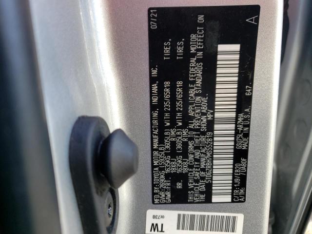 5TDGZRBH7MS552819 - 2021 TOYOTA HIGHLANDER XLE SILVER photo 12