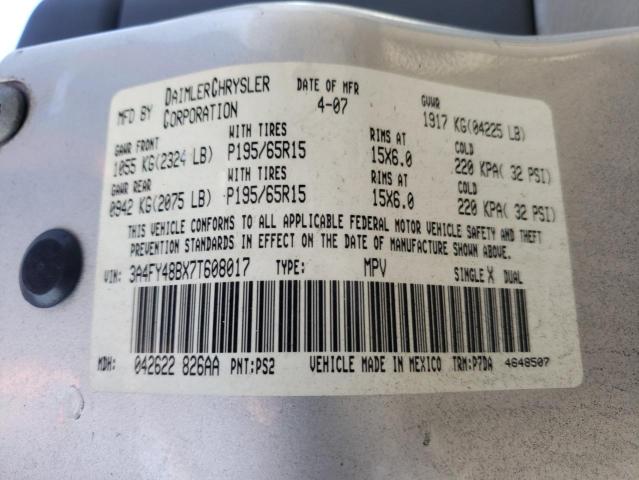 3A4FY48BX7T608017 - 2007 CHRYSLER PT CRUISER SILVER photo 12