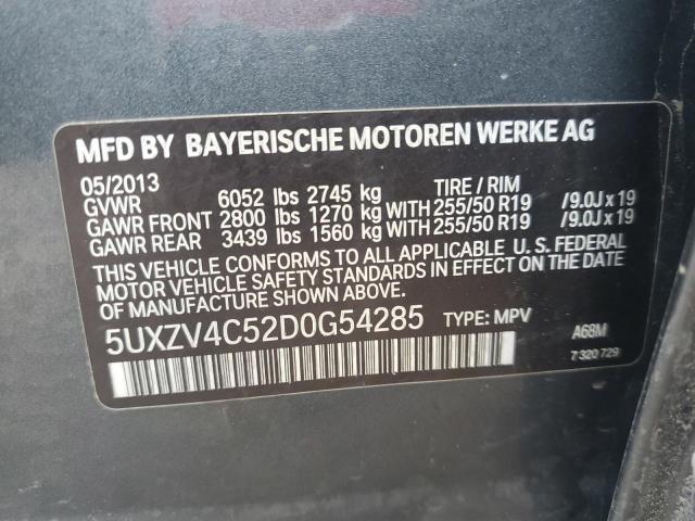 5UXZV4C52D0G54285 - 2013 BMW X5 XDRIVE35I GRAY photo 12