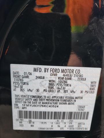 1FMYU93176KC43524 - 2006 FORD ESCAPE XLT BLACK photo 13