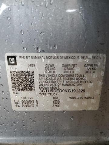 3GTU9DED0KG191329 - 2019 GMC SIERRA K1500 SLT GRAY photo 13