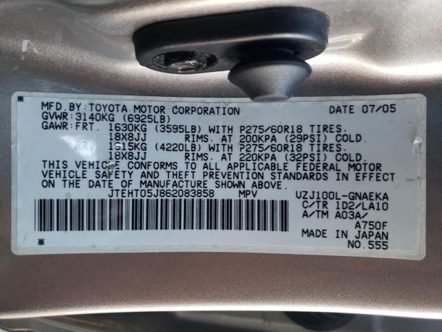 JTEHT05J862083858 - 2006 TOYOTA LAND CRUIS SILVER photo 14