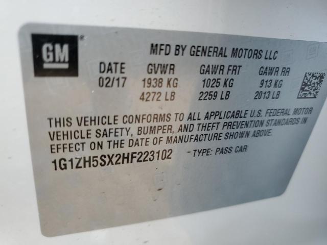 1G1ZH5SX2HF223102 - 2017 CHEVROLET MALIBU PREMIER WHITE photo 12