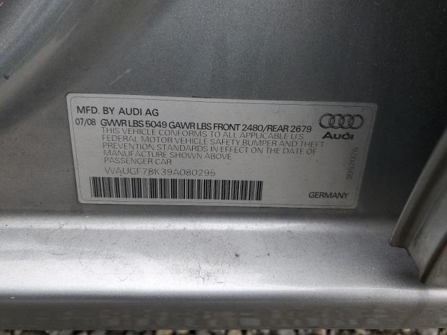 WAUGF78K39A080295 - 2009 AUDI A4 PREMIUM PLUS GRAY photo 12