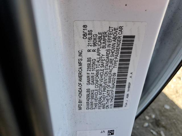 1HGCV1F19JA232159 - 2018 HONDA ACCORD LX WHITE photo 12