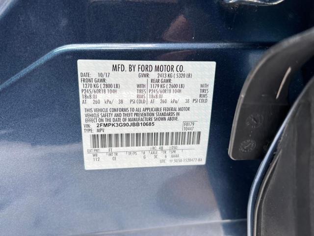 2FMPK3G90JBB10685 - 2018 FORD EDGE SE BLUE photo 10